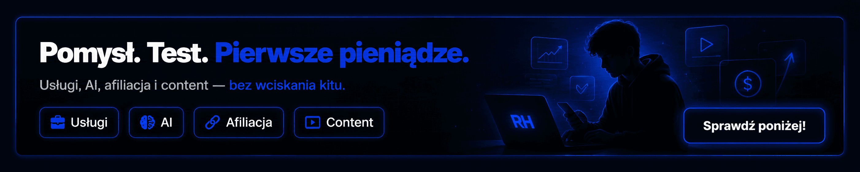 Baner Rob Hajs: Pomysl, test, pierwsze pieniadze